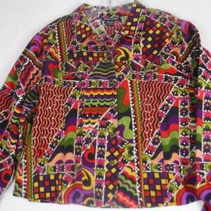 Candy Couture Multicolor Embellished Bohemian Long‎ Sleeve Jacket Size 1X Boho